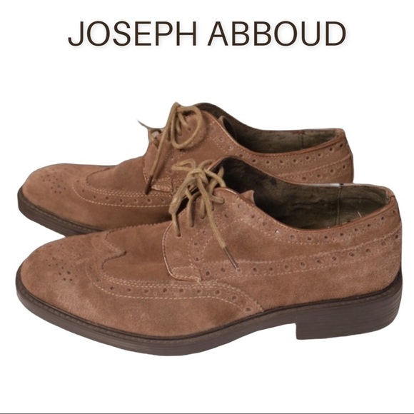Joseph Abboud sz 41 brown suede wing tip shoes - Picture 1 of 9